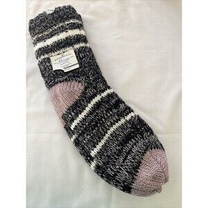 G.H. Bass & Co Women's Cozy Slipper Sock Faux Fur Lined Black Multi One Size NWT